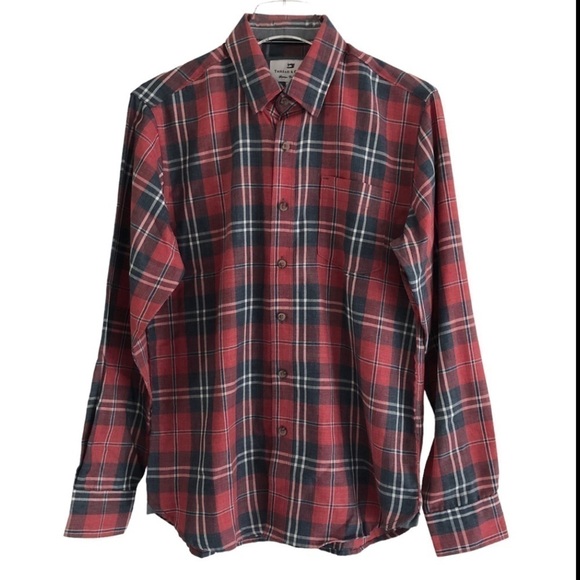 Thread & Cloth Red Gray Plaid Button Down Long Sleeve Shirt Size Small - Picture 10 of 10